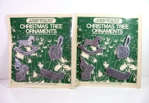 2 Packs Vintage PEWTER CHRISTMAS ORNAMENTS By JOHN WRIGHT Sealed 8 Total - Picture 1 of 9