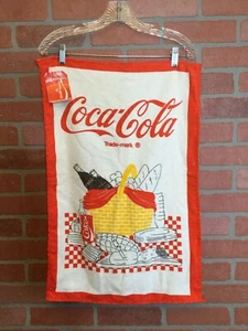 Vintage 90s Coca Cola towel picnic scene - Picture 1 of 8