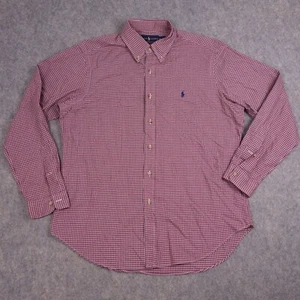 Ralph Lauren Button Up Shirt Large Classic Fit Red Plaid Logo Mens - Picture 1 of 7