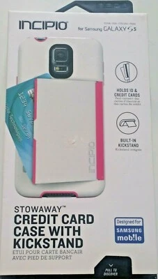 Funda para Tarjeta de Crédito Incipio Stowaway Soporte Samsung Galaxy S5 Blanco Rosa Nueva Foto 1 de 4