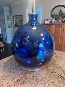 Vintage MCM Ceremic Glaze Cobalt Blue Lamp AMAZING Piece of ART. - Picture 1 of 13