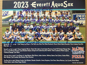 Signed 2023 Everett Aquasox 8.5x11” Team Poster Photo Mariners Affiliate Auto