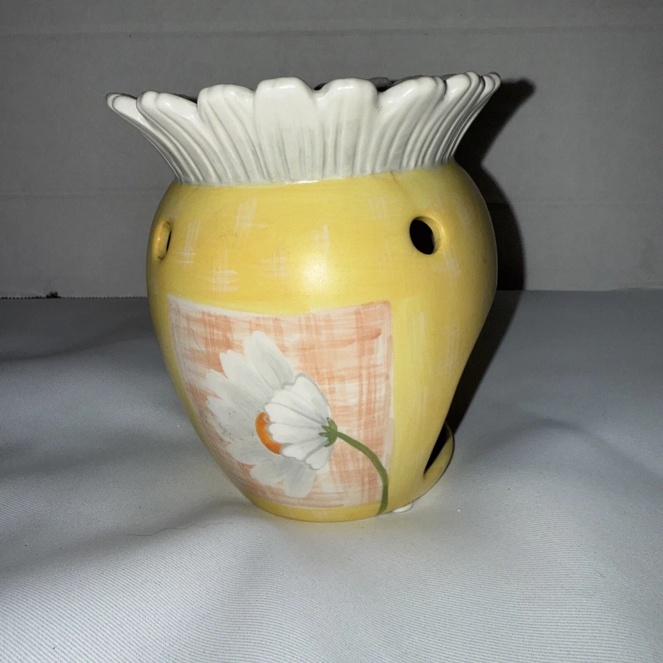 Calentador de cera de cerámica floral amarillo girasol Yankee Candle Foto 1 de 4