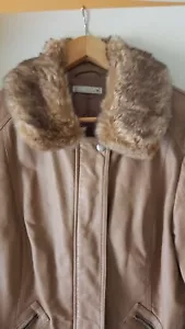 Fur Lined Vinyl Jacket- Size 16 Camel Colour - Picture 1 of 3