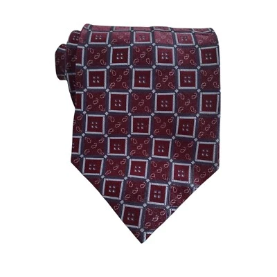 Corbata Joseph & Feiss International Hombre 100% Seda Hecha a Mano Azul Borgoña Geométrica Foto 1 de 4