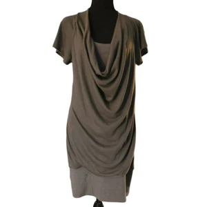 Tempted Gray Jersey Cowl Slip-on Dress. Mock Tank and 5.5in Elastic Bottom Hem L - Picture 1 of 3