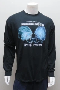 SUPER BOWL LII Philadelphia Eagles VS NE Patriots schwarzes Langarmshirt neu mit Etikett - Bild 1 von 3