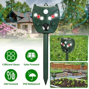 5 Gears Solar Ultrasonic  Dog Cat Skunk Deer Raccoon For Garden - Picture 1 of 17