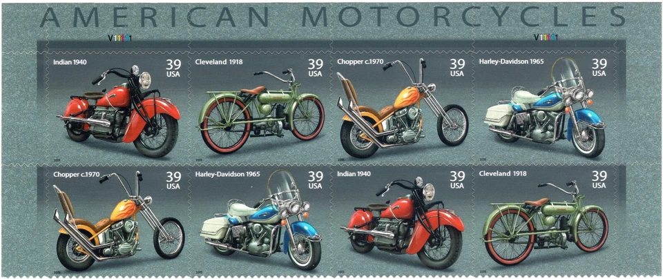 Scott #4088a (4085-4088) American Motorcycles Title Block of 8 Stamps - MNH - Image 1 of 1