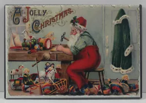 "A Jolly Christmas" 2" X 3" Fridge / Locker Magnet. Santa's Workshop - Picture 1 of 2