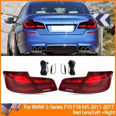 GTS LED Tail Lights Lamp Red Lens For 2011-17 BMW 5 Series F10 F18 M5 528i 535i Foto 1 de 4