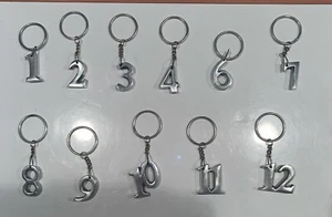 Vtg Number Keychain Lot Of 11 Silver Tone Metal Motel 1 2 3 4 6 7 8 9 10 11 12 - Picture 1 of 4