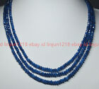 GENUINE TOP NATURAL 3 Rows 2X4mm FACETED Sapphire BEADS NECKLACE 18-20''