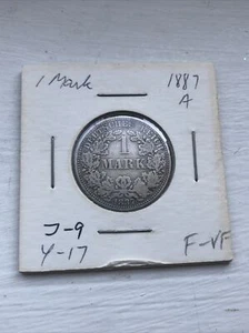 90% Silver 1 Mark Germany Coin 1887 A - Picture 1 of 2