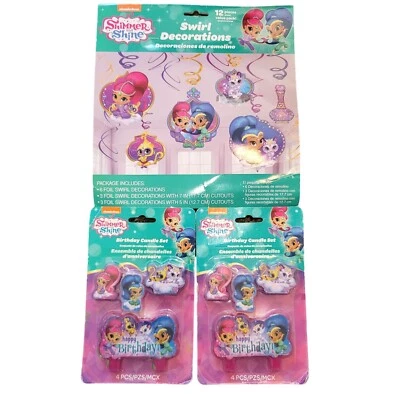 Набор украшений и свечей на день рождения Shimmer & Shine Swirl Nickelodeon Jr jj3563 - Изображение 1 из 4