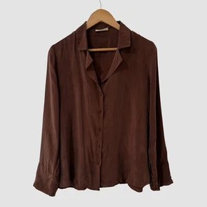 Camisa Deriadéh Marrón Cuello Manga Larga S - Imagen 1 de 5