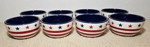 Juego de 8 platos individuales Pier 1 Ice Cream Bowl rojo blanco azul estrellas rayas - Imagen 1 de 6