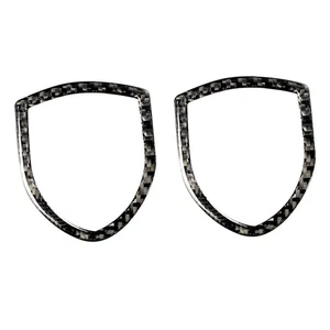 2X Auto Exterieur Front Logo Emblem Trim Abdeckrahmen Schwarz Carbon Fit fü6285 - Picture 1 of 6