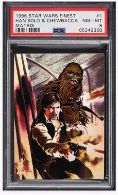1996 ⭐ Topps Star Wars Finest, #1, Matrix Han Solo & Chewbacca PSA-8 None Higher - Image 1 of 3