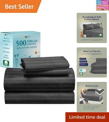 Elegante Juego de Sábanas Completo 100% Algodón - Enfriamiento 500 Hilos con Bolsillos Profundos Foto 1 de 4