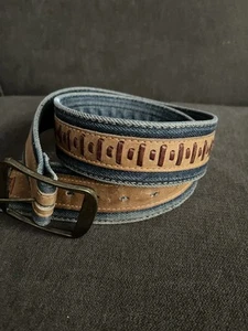 Vintage Levi’s Denim and Leather Women’s Belt , Fits Like A Large - Picture 1 of 4