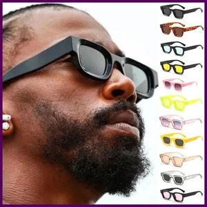 Gafas de sol pequeñas rectangulares marco grueso cuadradas gafas de sol para hombre negro azul - Imagen 1 de 33