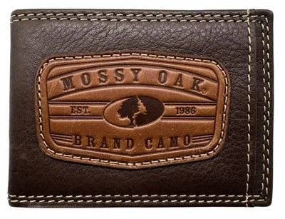 Pinza para Dinero Doble Plegable de Roble Mossy Cuero Genuino Marca en Marrón de Enmon-Nuevo Foto 1 de 4