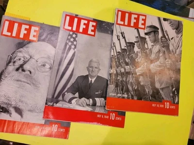 3 Life Magazines 1937,39,40 VG  History and advertising. - Image 1 of 4