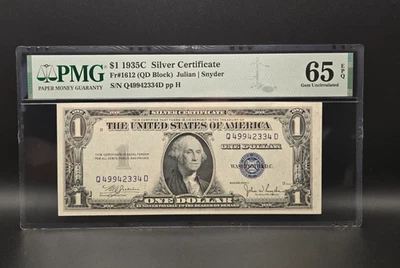 1935C $1 Silver Certificate Fr#1612 (QD Block) PMG 65 EPQ - Image 1 of 2