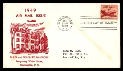 Mayfairstamps US FDC 1949 Air Mail Airplane Blair and Blair Lee Mansions First D - Image 1 of 2