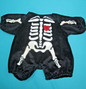 BUILD A BEAR GLOW IN THE DARK VELVET/VELOUR SKELETON COSTUME WITH HEART - V-83 - Picture 1 of 2