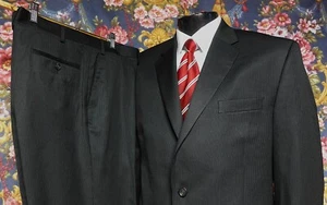 CHAPS Ralph Lauren Classic Fit Black Pinstripe Suit 46R - Picture 1 of 6