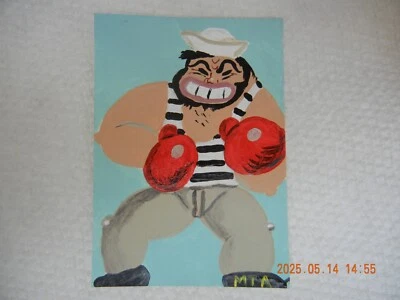 ACEO Bluto con guantes de boxeo y sombrero de marinero original sobre papel pintura Foto 1 de 4
