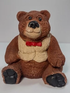 Vintage STONE CRITTERS MR. Teddy Bear Red Bow Tie 1989 Handcrafted  - Picture 1 of 7