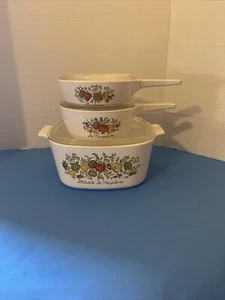 Set of 3 CorningWare Spice Of Life Casserole Dishes all with Lids - Picture 1 of 6