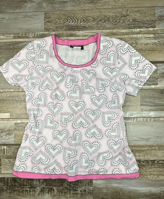 Mujer L Bebé Phat Exfoliante Top Rosa Corazones Enfermera Médica Foto 1 de 4