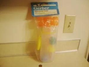 Vtg 1991 GERBER BABY Playthings Fill & Dump Bottle Plastic Toys Orig Bag Sealed! - Picture 1 of 8