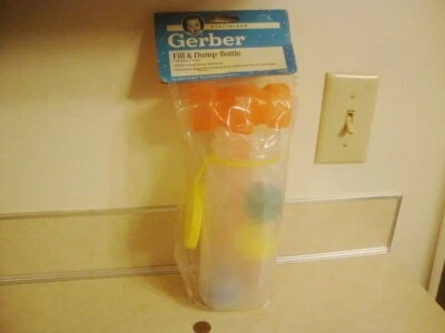 Vtg 1991 GERBER BABY Playthings Fill & Dump Bottle Plastic Toys Orig Bag Sealed! - Image 1 of 4