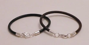 Leather 3mm Surfer Bracelet/Anklet w/Lobster Clasp Unisex- Choose Black or Brown - Picture 1 of 3