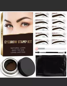 Perfect Eyebrow Stamp Kit Shaping Stencils Powder Definer Brush *LIGHT BROWN* - Picture 1 of 7