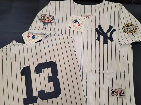 Majestic 2009 Serie Mundial New York Yankees JETER RODRIGUEZ CAMISETA COSIDA BLANCA Foto 1 de 1