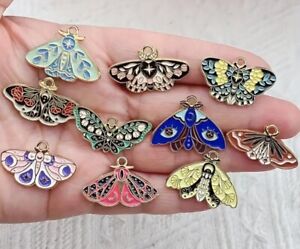 Moth Butterfly Insect Charms Enameled Pendants Craft Supplies