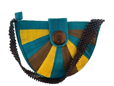 Bolso Cartera Paja Boho Correa Cuentas Años 70’s Ambiente Hippie Foto 1 de 4