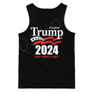 🔥 Trump 2024 Mens Unisex Tank top Keep America Great President Donald USA Love - Picture 1 of 3