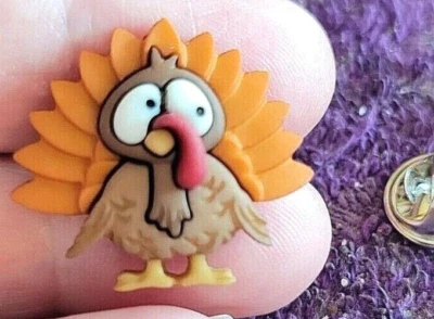 ↑ Tom Turkey Worried Thankgiving Christmas Tie Tack заколка на лацкан желтовато-коричневая — веселая уникальная! - Изображение 1 из 4