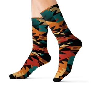 All Over Print Adult Socks Southwestern Navajo Pattern Aztec Native American - Picture 1 of 9