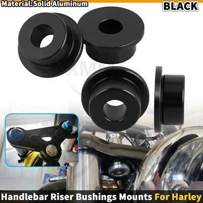 Black Handlebar Riser Bushings Mounts For Harley Dyna Heritage Softail Sportster Foto 1 de 4