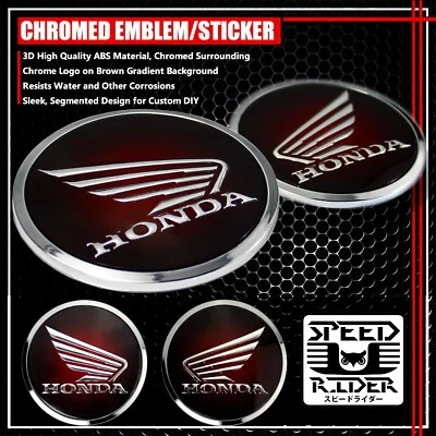 2 X 2.5" CROMO ABS 3D EMBLEMA CALCOMANÍA CARENADO/GUARDABARROS PEGATINA HONDA WING LOGO MARRÓN Foto 1 de 3