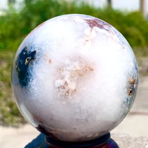 1.42LB Natural pink cherry blossom agate ball quartz crystal ball for healing - Imagen 1 de 20