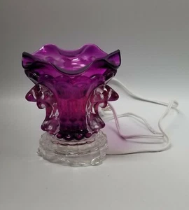 Magenta Purple Glass Dolphins Oil Defuser Wax Melt Tropical Glows Pink - Picture 1 of 12